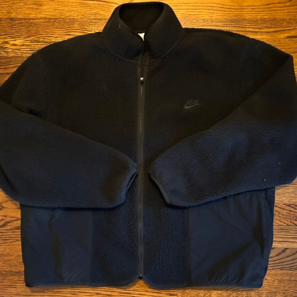 Nike Club Fleece Winterized Full Zip Sherpa Jacket Black Mens Large FB8386-010